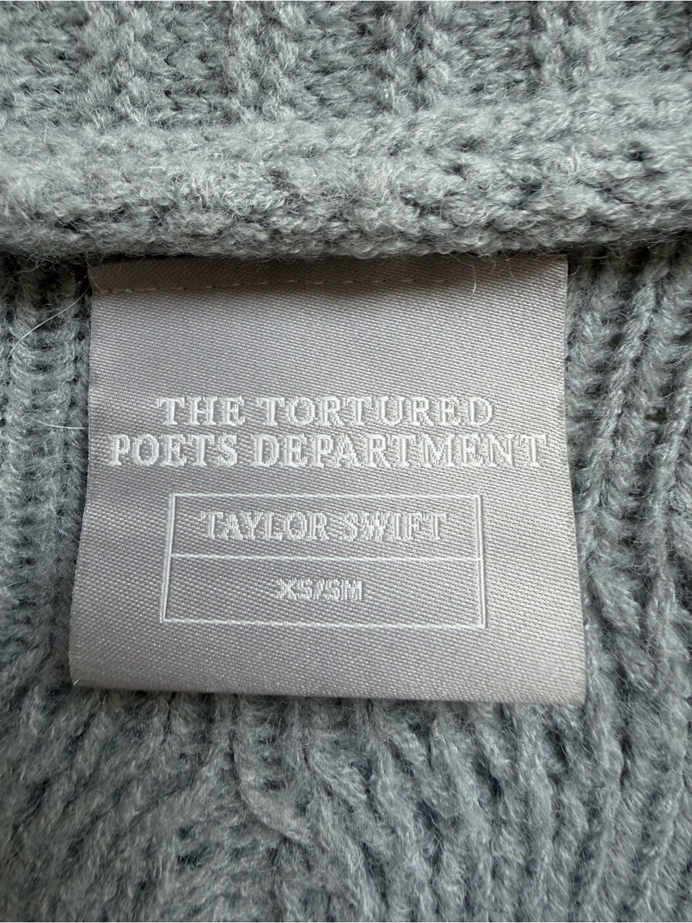 The Tortured Poets Department Cozy Cable Knit Cardigan Sweater - Light Gray - Picture 2 of 5